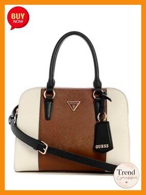 Satchel Handbag with Interior Zip Pocket and Silver Hardware